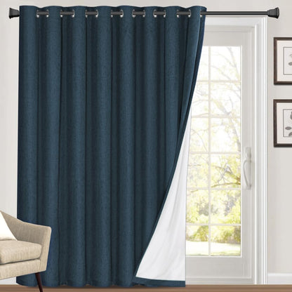 PrinceDeco Natural Linen Curtains 100% Blackout Linen Curtains for Bedroom Full Blackout Curtains 84 Inches Long Living Room Thermal Insulated Light Blocking Curtain Drapes White Backing, 2 Panels