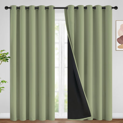 SimpleHome Cream 100% Blackout Curtains Room Darkening Living Room 84 Inch