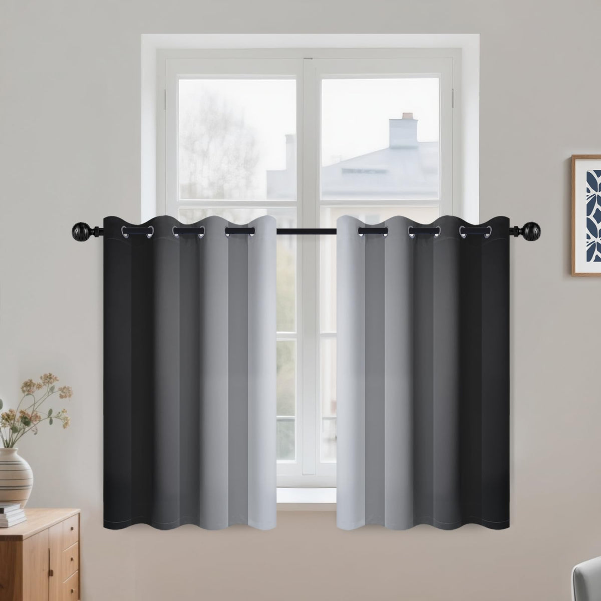 COSVIYA Grommet Room Darkening Ombre Purple Curtains W52xL63 inch