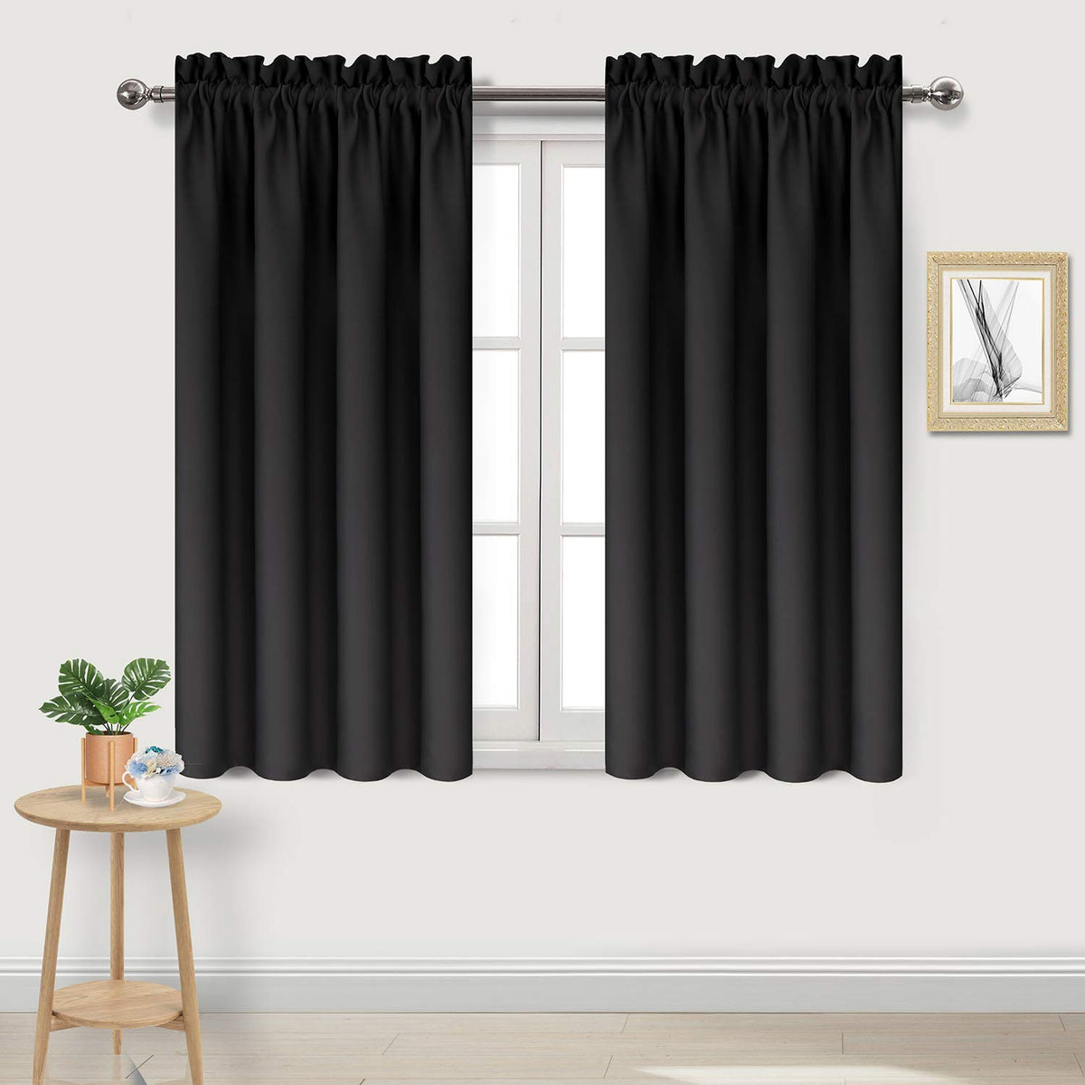 DWCN Blackout Curtains for Bedroom Living Room 42 x 63 Inch Long Black