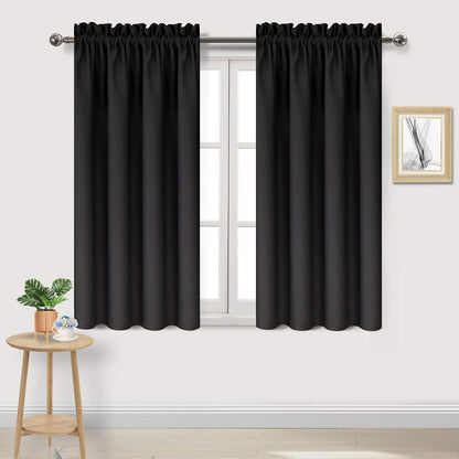 DWCN Blackout Curtains for Bedroom Living Room 42 x 63 Inch Long Black