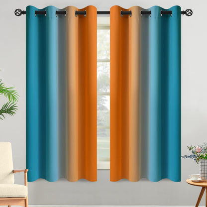 Yakamok Ombre Curtains Blue and Greyish White for Living Room,52Wx84L
