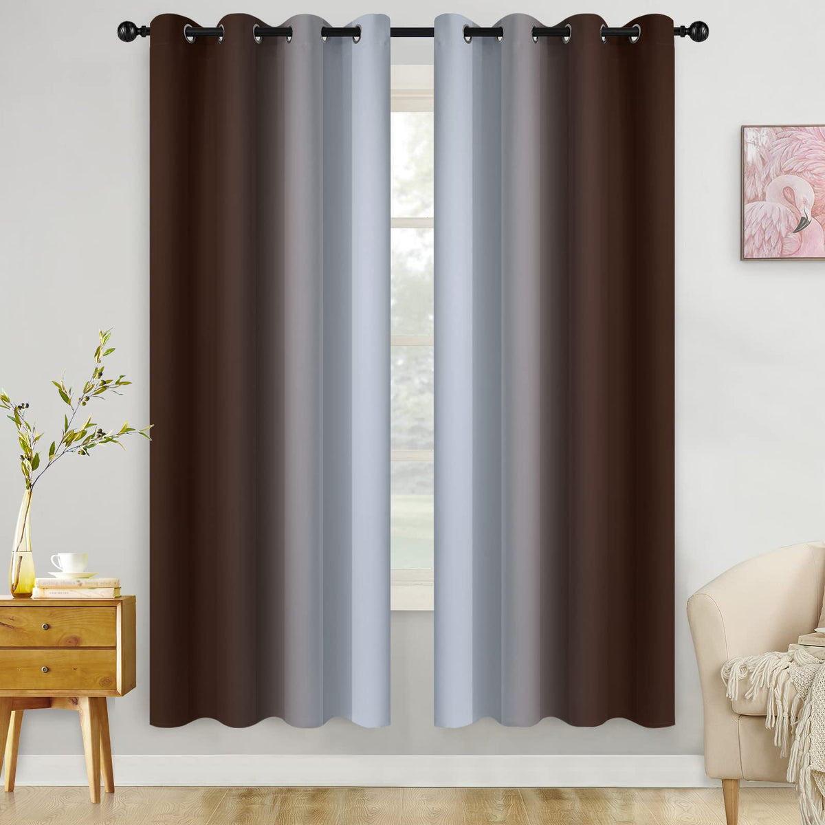 COSVIYA Grommet Room Darkening Ombre Purple Curtains W52xL63 inch