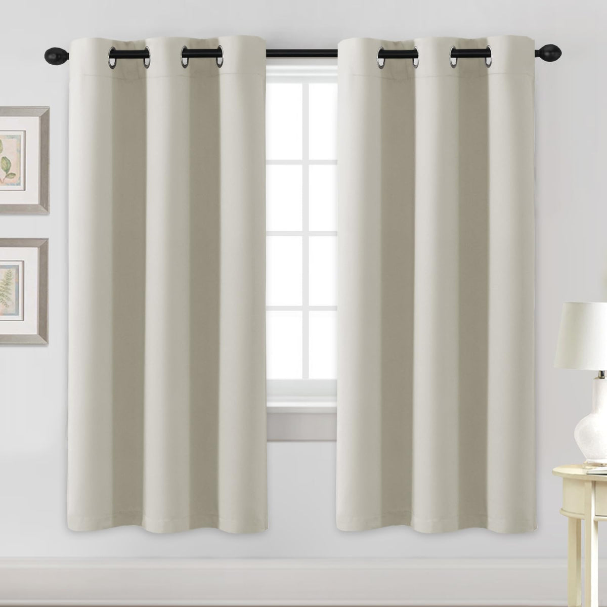 H.VERSAILTEX Blackout Curtains for Bedroom Thermal Insulated Room Darkening Living Room Curtains 63 Inch Long Grommet Privacy Protection Window Curtain Panels/Drapes for Nursery,2 Panels,Ivory/Cream