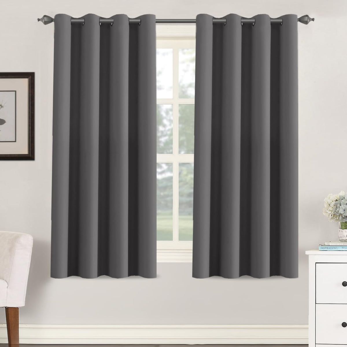 H.VERSAILTEX Blackout Curtains for Bedroom Thermal Insulated Room Darkening Living Room Curtains 63 Inch Long Grommet Privacy Protection Window Curtain Panels/Drapes for Nursery,2 Panels,Ivory/Cream