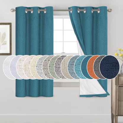 PrinceDeco Natural Linen Curtains 100% Blackout Linen Curtains for Bedroom Full Blackout Curtains 84 Inches Long Living Room Thermal Insulated Light Blocking Curtain Drapes White Backing, 2 Panels