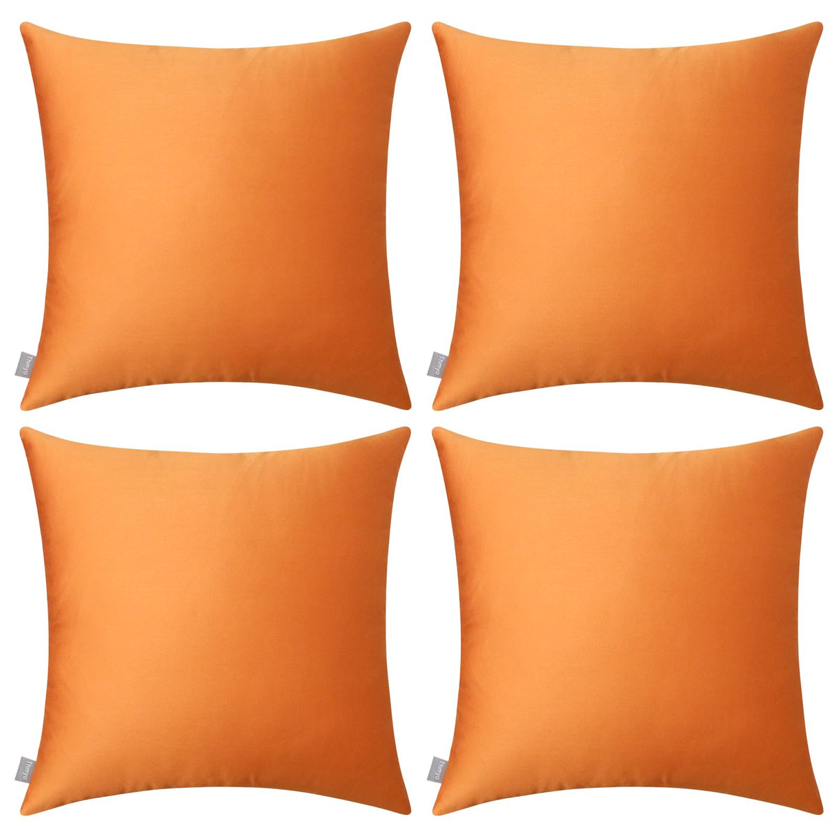 Thmyo 4-Pack 100% Cotton Solid Decorative Throw Pillow Case 18x18 Orange