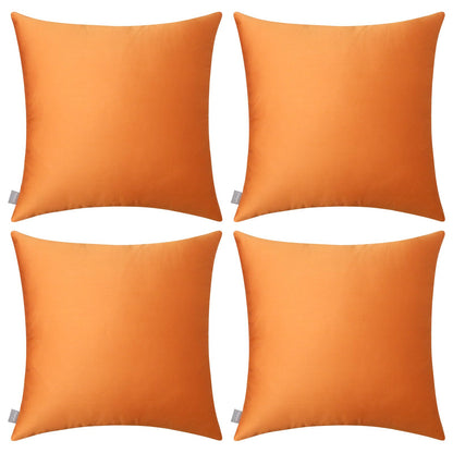 Thmyo 4-Pack 100% Cotton Solid Decorative Throw Pillow Case 18x18 Orange