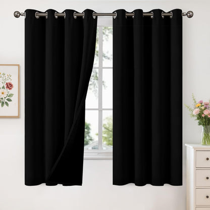 YoungsTex Black Blackout Curtains for Bedroom, Thermal Drapes Heat Blocking
