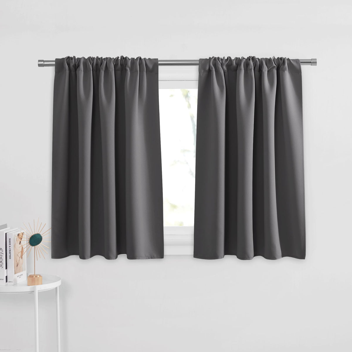 PONY DANCE Black Out Curtains 72 inch Long, Black, 2 Panels