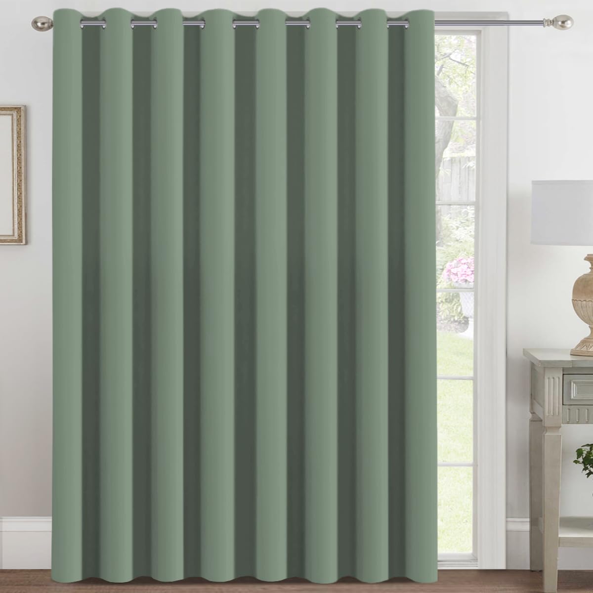 H.VERSAILTEX 100% Blackout Curtains for Bedroom Black Out Curtains 96 inch Thermal Insulated Long Blackout Curtains for Living Room, Energy Saving Curtains for Patio Door Grommet (1 Panel, Jet Black)