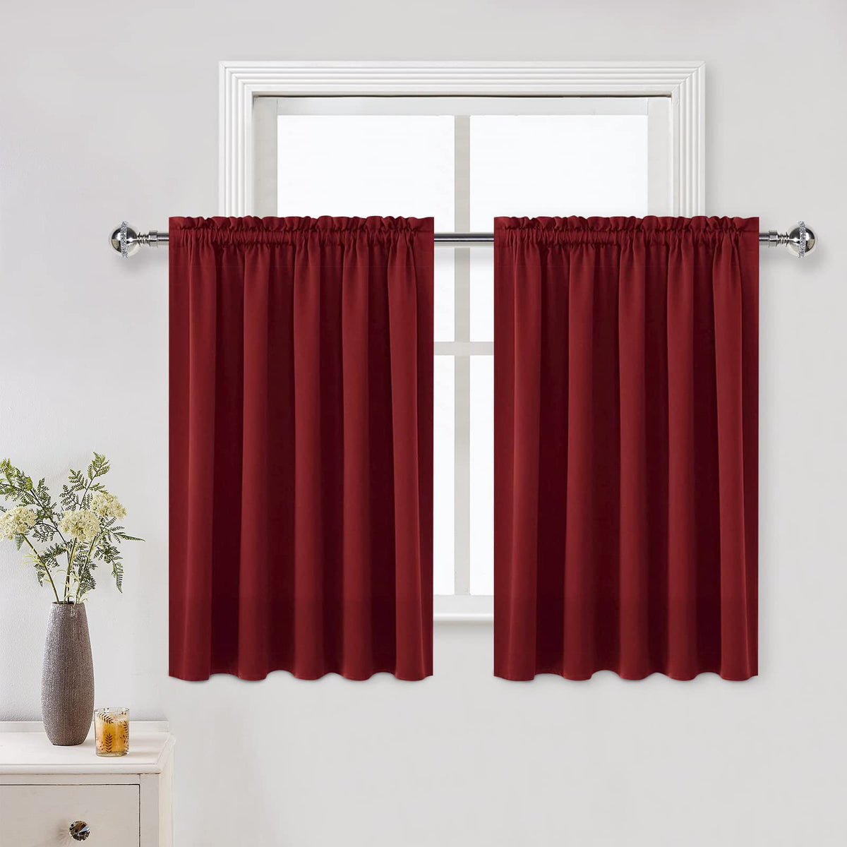 DWCN Blackout Curtains for Bedroom Living Room 42 x 63 Inch Long Black
