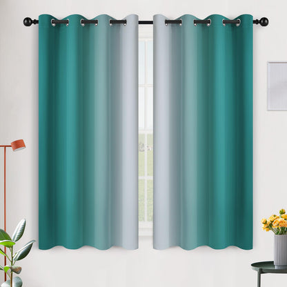 SimpleHome Ombre Black to Grey White Curtains for Living Room 52Wx84L