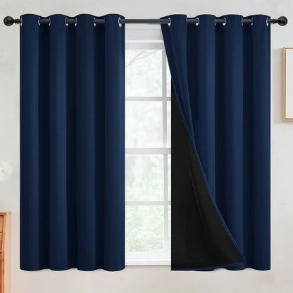 SimpleHome Cream 100% Blackout Curtains Room Darkening Living Room 84 Inch