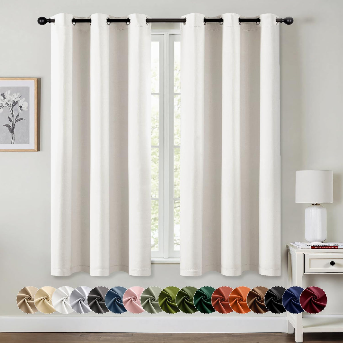 MIULEE Blackout Curtains for Bedroom 2 Panels 40 x 63 Inch Long Black