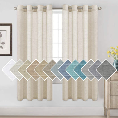 H.VERSAILTEX Natural Linen Sheer Curtains 84" 2 Panels Grommet