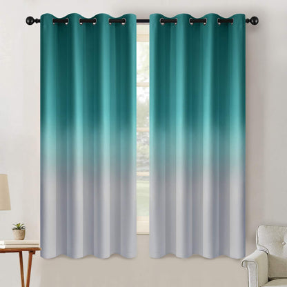 SimpleHome Ombre Black to Grey White Curtains for Living Room 52Wx84L