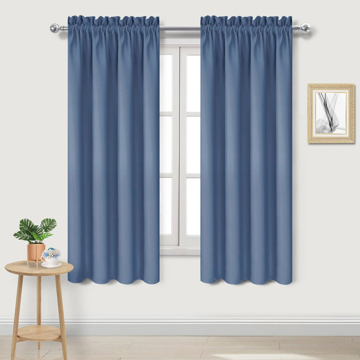 DWCN Blackout Curtains for Bedroom Living Room 42 x 63 Inch Long Black