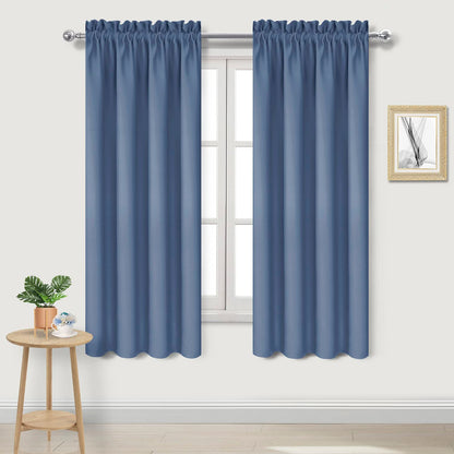 DWCN Blackout Curtains for Bedroom Living Room 42 x 63 Inch Long Black