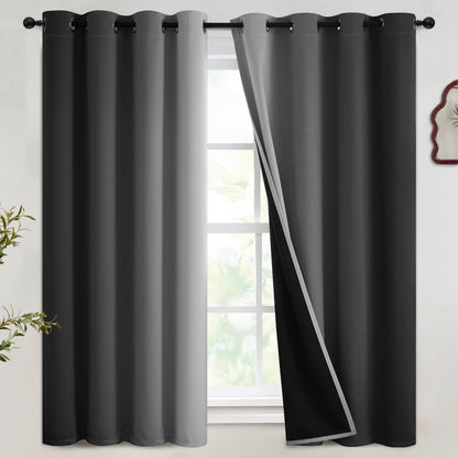 SimpleHome Ombre Black to Grey White Curtains for Living Room 52Wx84L