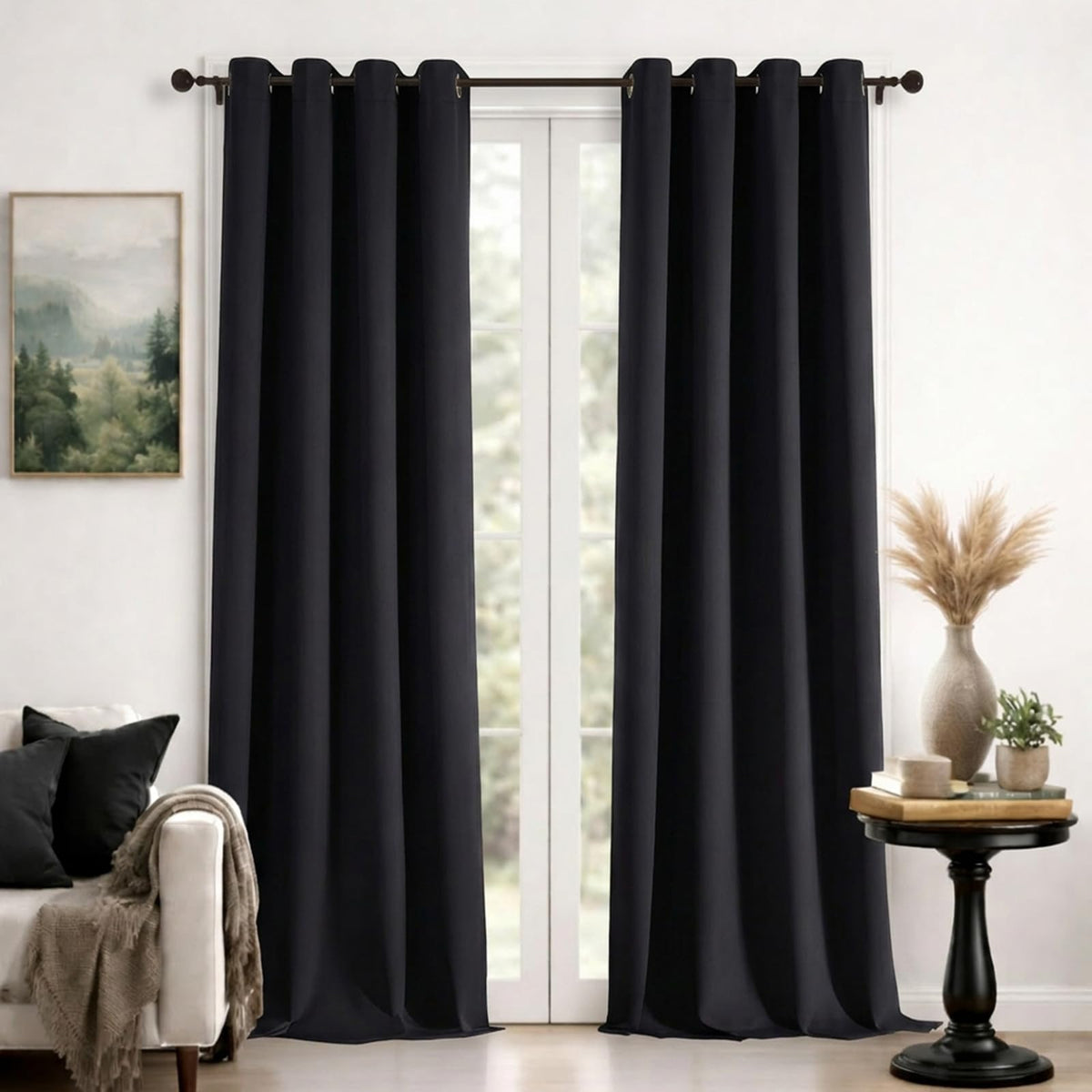 Simplebrand Sage Green Blackout Curtains 84 Inch Length 2 Panels Set for Bedroom/Living Room, Solid Room Darkening Thermal Insulated Grommet Energy Saving Window Treatment Drapes, Each 52" Wide