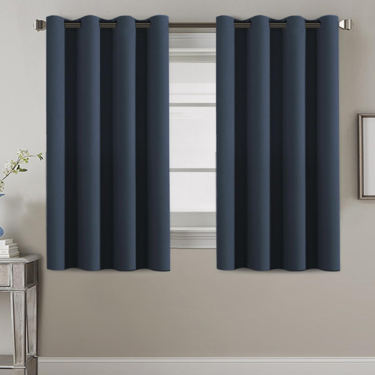 H.VERSAILTEX 100% Blackout Curtains for Bedroom Black Out Curtains 96 inch Thermal Insulated Long Blackout Curtains for Living Room, Energy Saving Curtains for Patio Door Grommet (1 Panel, Jet Black)