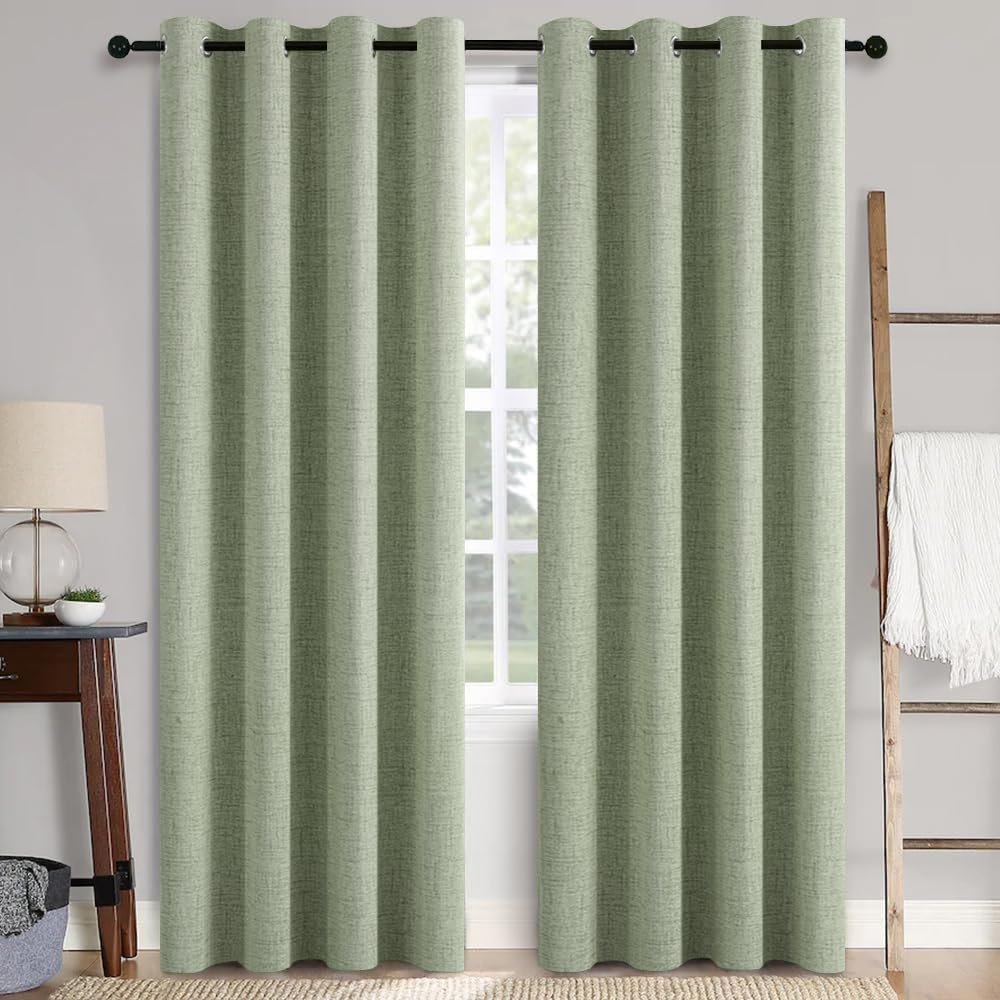 MIULEE 100% Blackout Linen Curtains for Bedroom 52x84 Inches Natural Beige