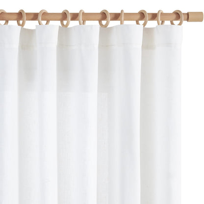 jinchan Linen Curtains Light Filtering Back Tab 50x96 Inch 2 Panels Beige