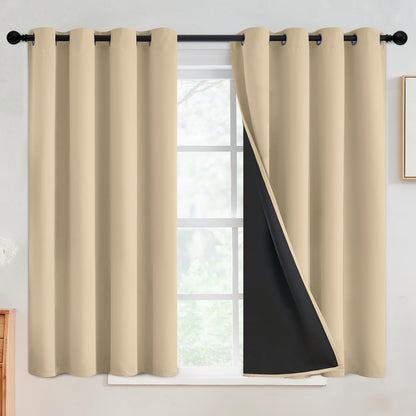 SimpleHome Cream 100% Blackout Curtains Room Darkening Living Room 84 Inch