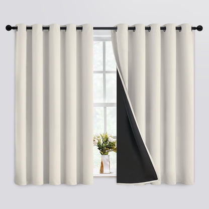 SimpleHome Cream 100% Blackout Curtains Room Darkening Living Room 84 Inch