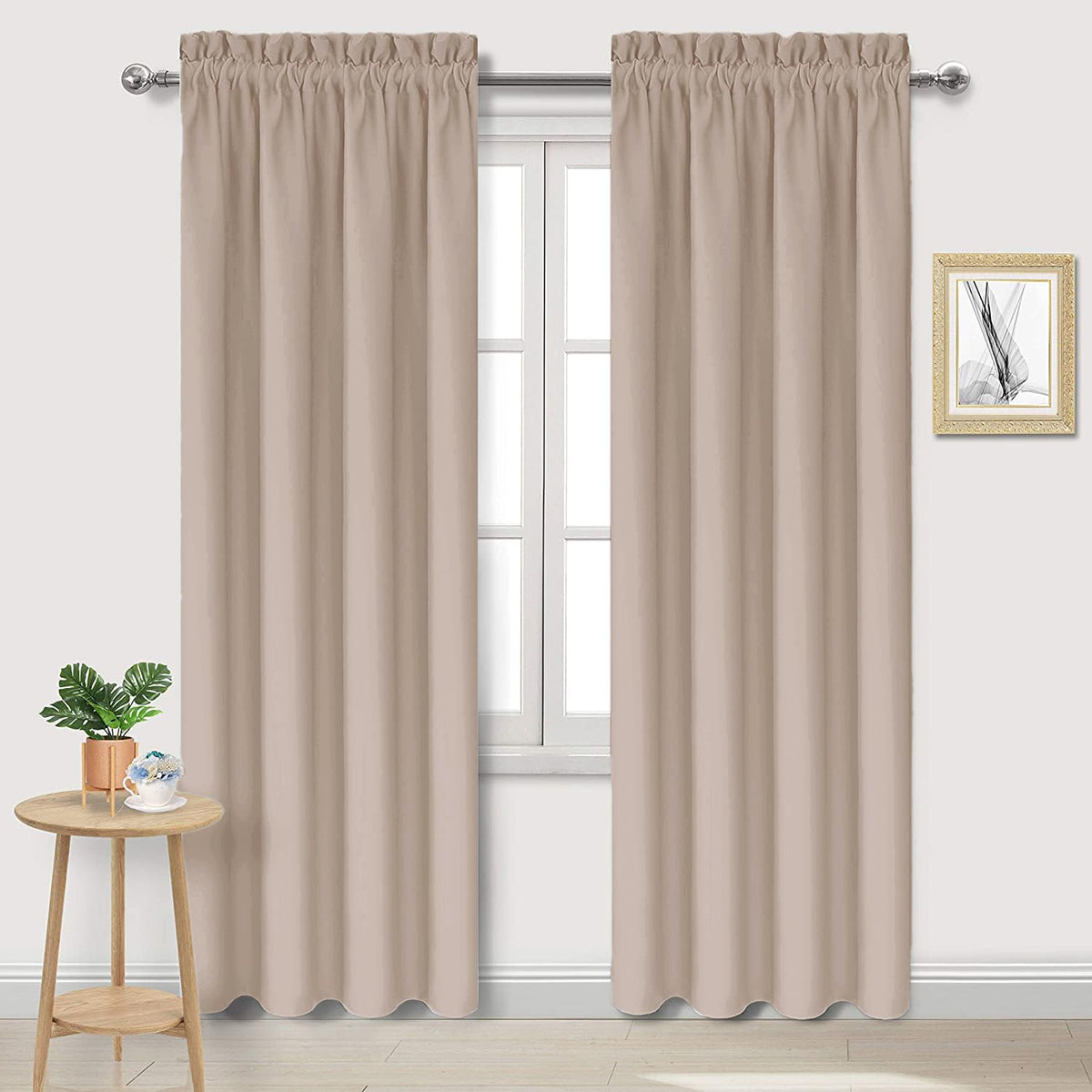 DWCN Blackout Curtains for Bedroom Living Room 42 x 63 Inch Long Black