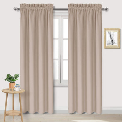 DWCN Blackout Curtains for Bedroom Living Room 42 x 63 Inch Long Black
