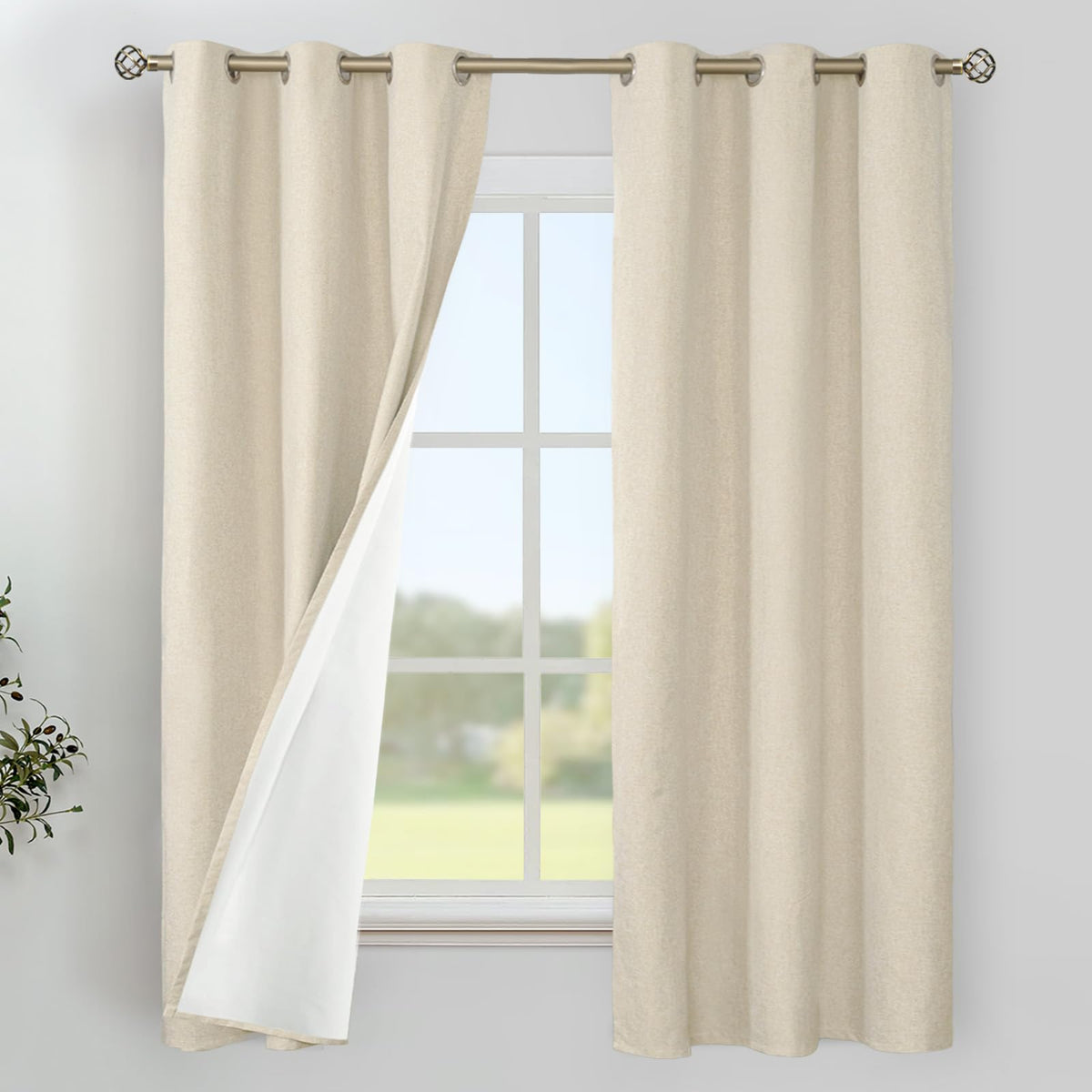 YoungsTex Black Blackout Curtains for Bedroom, Thermal Drapes Heat Blocking