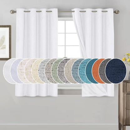 PrinceDeco Natural Linen Curtains 100% Blackout Linen Curtains for Bedroom Full Blackout Curtains 84 Inches Long Living Room Thermal Insulated Light Blocking Curtain Drapes White Backing, 2 Panels