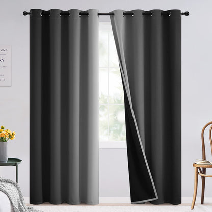 SimpleHome Ombre Black to Grey White Curtains for Living Room 52Wx84L