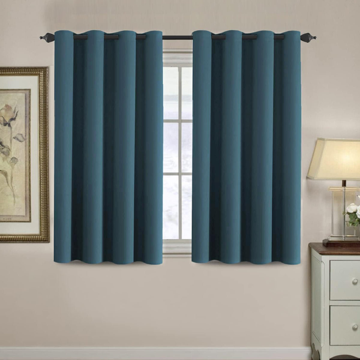 H.VERSAILTEX 100% Blackout Curtains for Bedroom Black Out Curtains 96 inch Thermal Insulated Long Blackout Curtains for Living Room, Energy Saving Curtains for Patio Door Grommet (1 Panel, Jet Black)