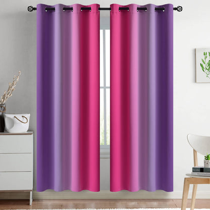 Yakamok Ombre Curtains Blue and Greyish White for Living Room,52Wx84L