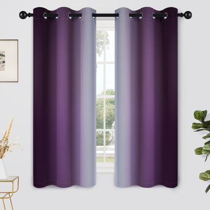 Yakamok Ombre Curtains Blue and Greyish White for Living Room,52Wx84L