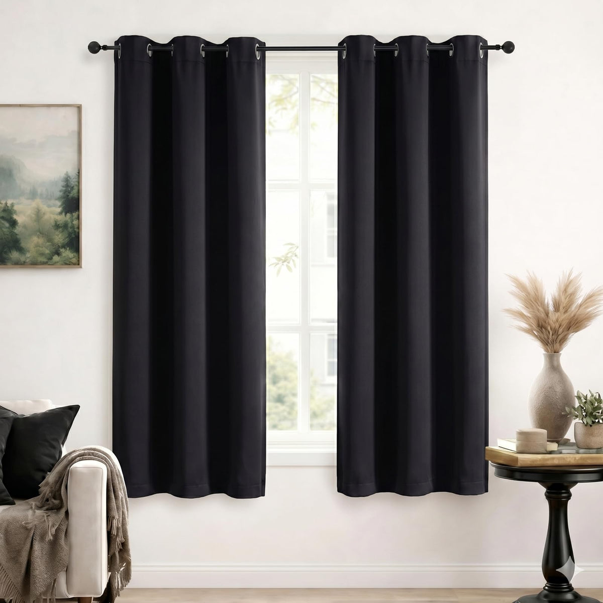 Simplebrand Sage Green Blackout Curtains 84 Inch Length 2 Panels Set for Bedroom/Living Room, Solid Room Darkening Thermal Insulated Grommet Energy Saving Window Treatment Drapes, Each 52" Wide