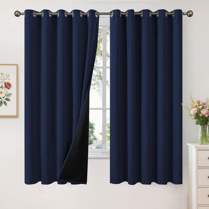 YoungsTex Black Blackout Curtains for Bedroom, Thermal Drapes Heat Blocking