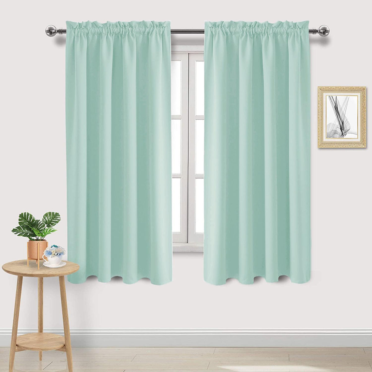 DWCN Blackout Curtains for Bedroom Living Room 42 x 63 Inch Long Black