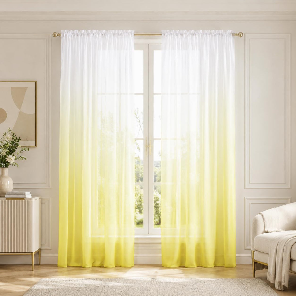 Deconovo Light Filtering Sheer Curtains 72 Inches Long for Living Room