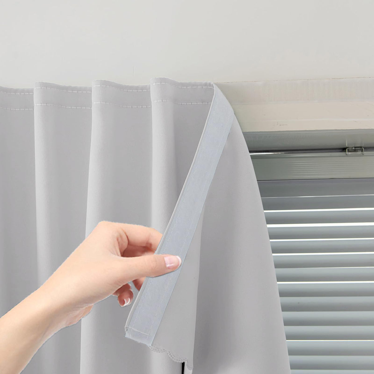 Adhesive Blackout Curtains- Self Stick Shades Window Blinds Curtains No Rod Needed Easy to Hang Curtains, Use for Bedroom, Living Room, Dining Room, Kitchen, Home Office, 35"W X 59"L, Black, 1 Panel