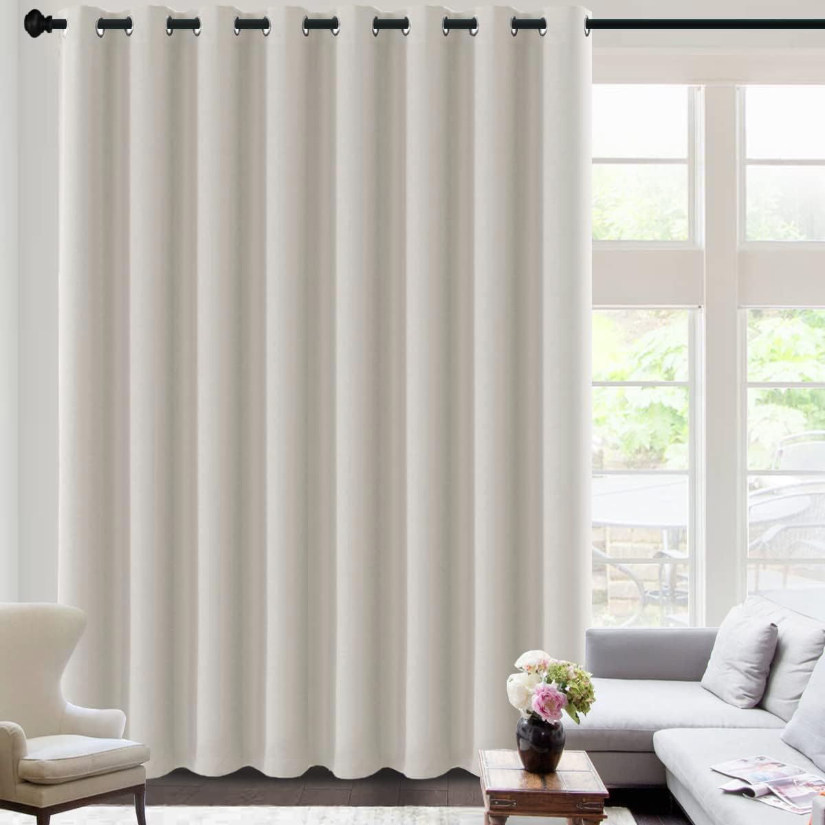 H.VERSAILTEX 100% Blackout Curtains for Bedroom Black Out Curtains 96 inch Thermal Insulated Long Blackout Curtains for Living Room, Energy Saving Curtains for Patio Door Grommet (1 Panel, Jet Black)