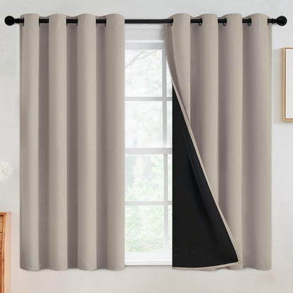 SimpleHome Cream 100% Blackout Curtains Room Darkening Living Room 84 Inch