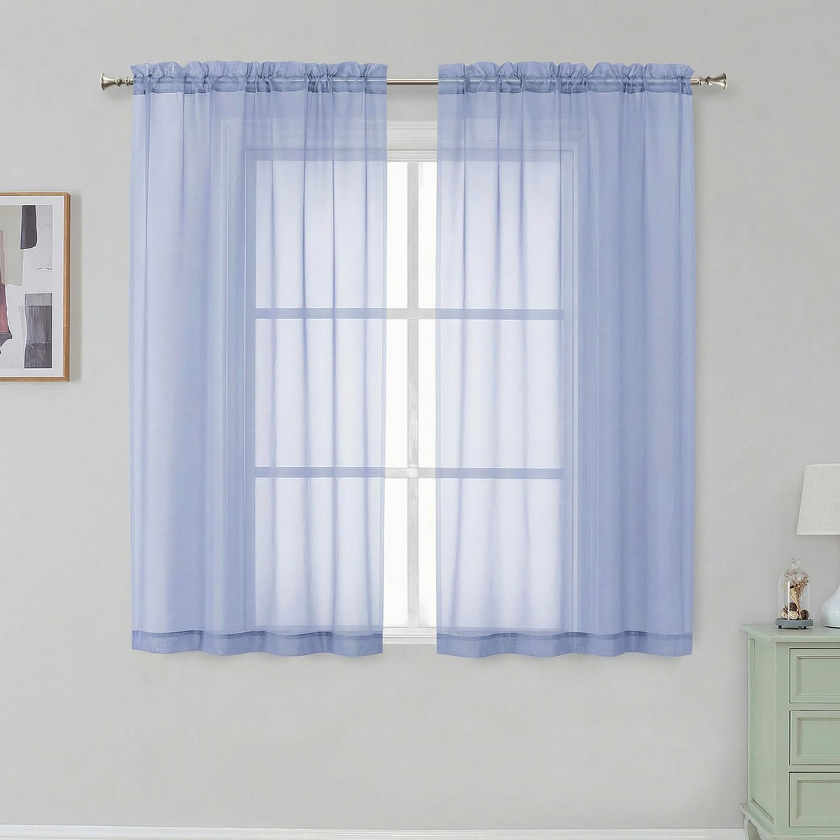 Simplebrand Black Sheer Curtains 84 Inches Long 2 Panels for Living Room