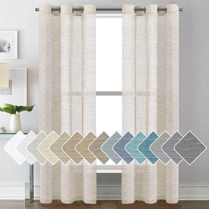 H.VERSAILTEX Natural Linen Sheer Curtains 84" 2 Panels Grommet