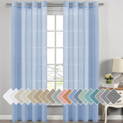 H.VERSAILTEX Natural Linen Sheer Curtains 84" 2 Panels Grommet