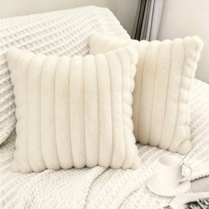 2 Pack 18x18 Pillow Cover Velvet Pillow Covers, Faux Fur Square Throw Pillow Covers for Living Room Decorations Throw Pillow Case, Throw Pillow Cover Cushion Cover for Home Sofa Bedroom Car, Pink