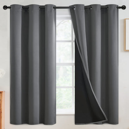 SimpleHome Cream 100% Blackout Curtains Room Darkening Living Room 84 Inch